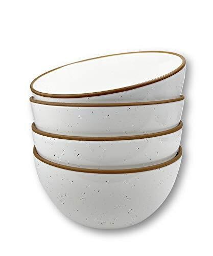 Mora Ceramic Bowls For Kitchen, 28oz - Bowl Set of 4 - For Cereal, Vanilla
