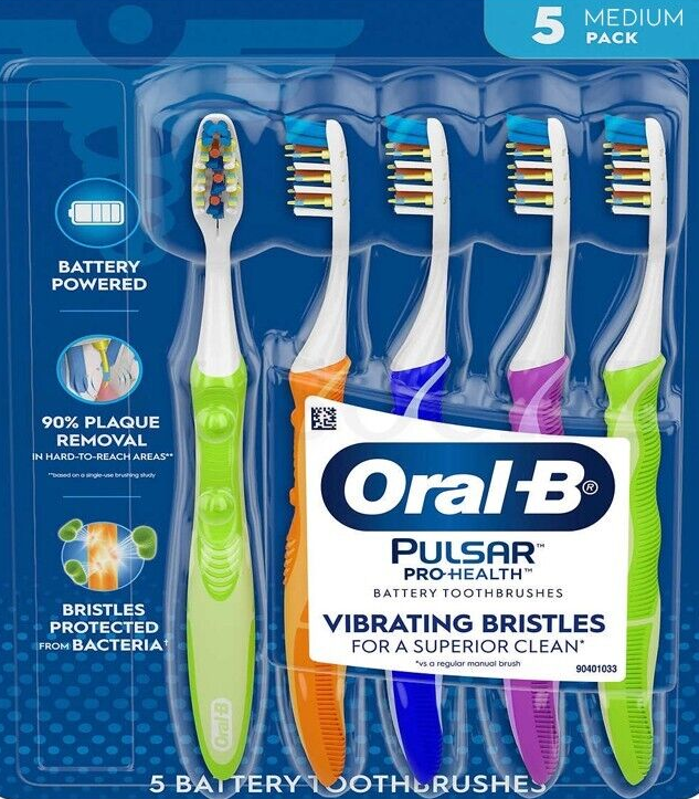 Oral-B Pulsar Pro-Health Battery Powered Toothbrush Medium Bristle 5-pack
